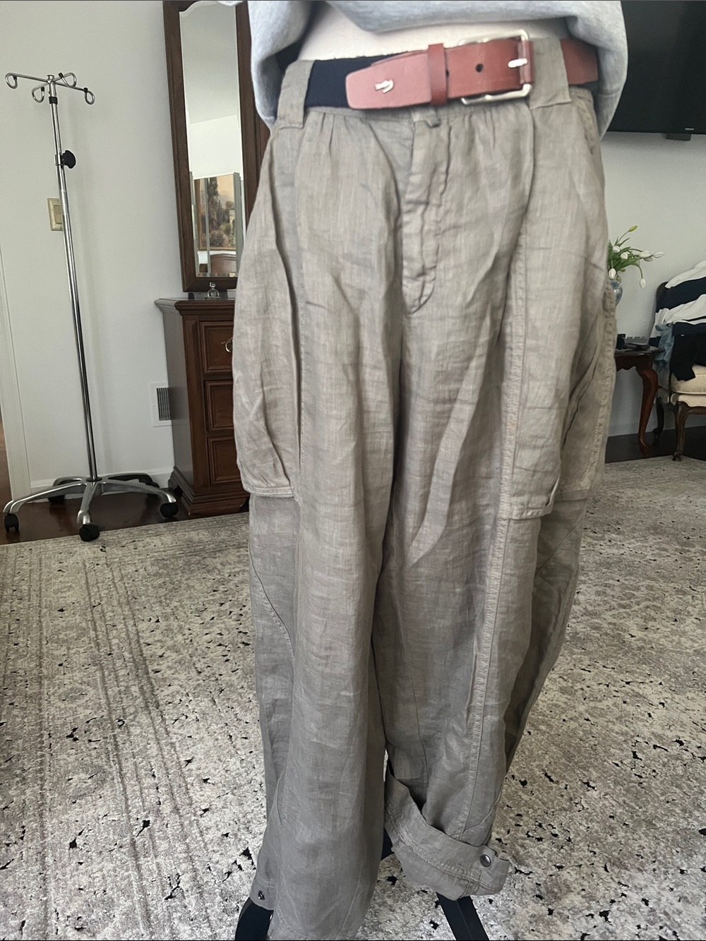 Stefanel Men's Cargo Pants in Taupe-Grey